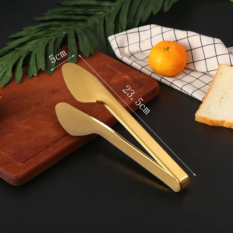 10-Styles Gold BBQ Food Tongs Stainless Steel Food Clip Cake Bread Grill Clamp Sugar Clip Ice Clip Utensils Kitchen Accessories