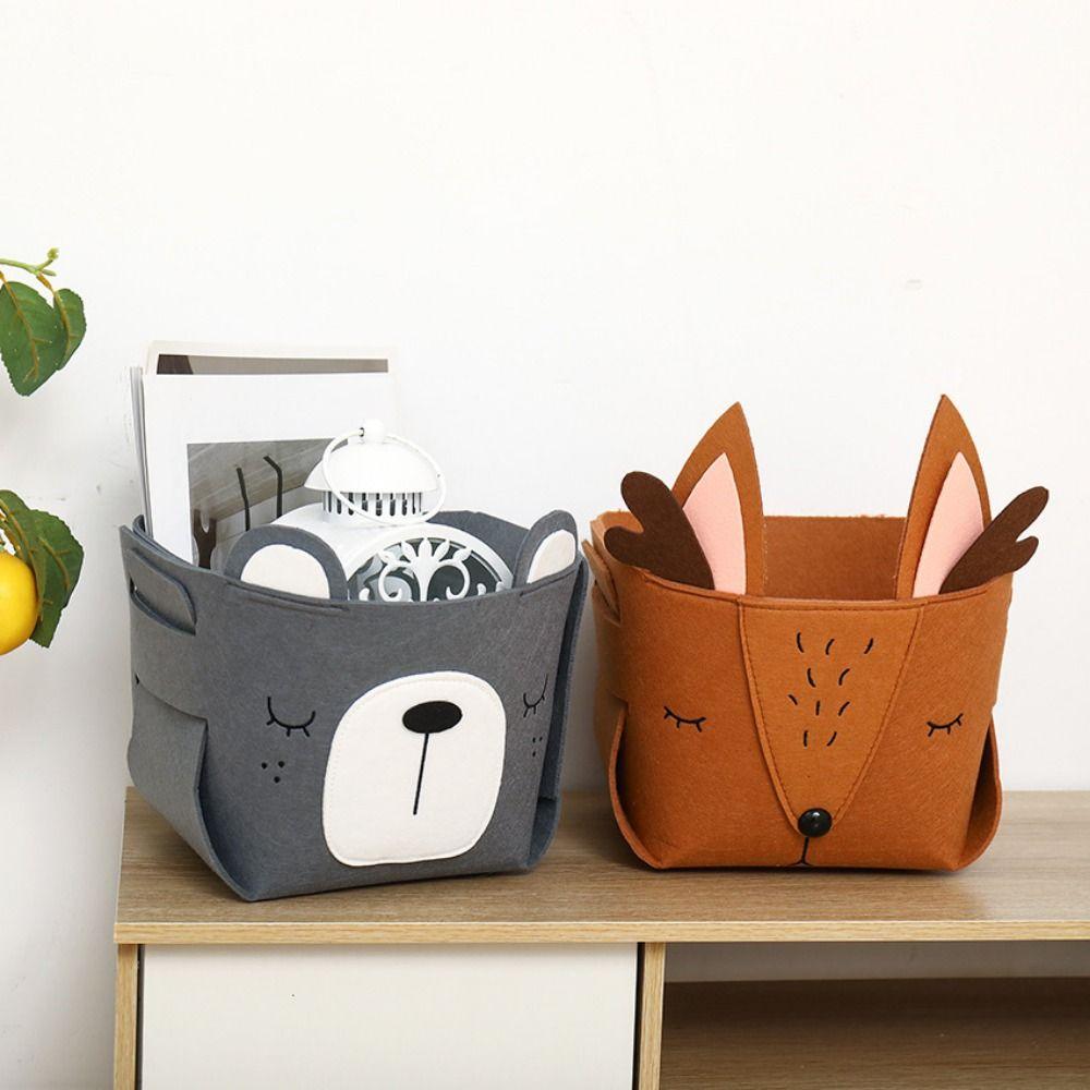 Waterproof Felt Storage Basket Cartoon Desktop Sundries Box Animal Storage Box Living Room