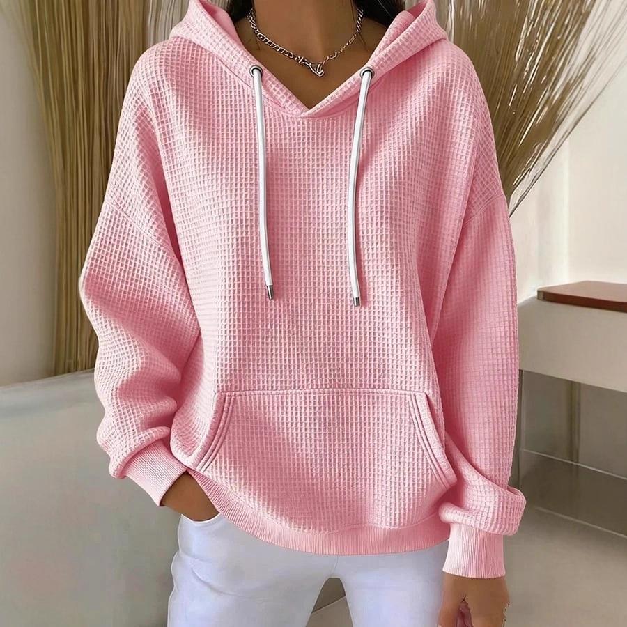 2025 Autumn/Winter Solid Color Trendy Casual Long Sleeve Drawstring Hoodie