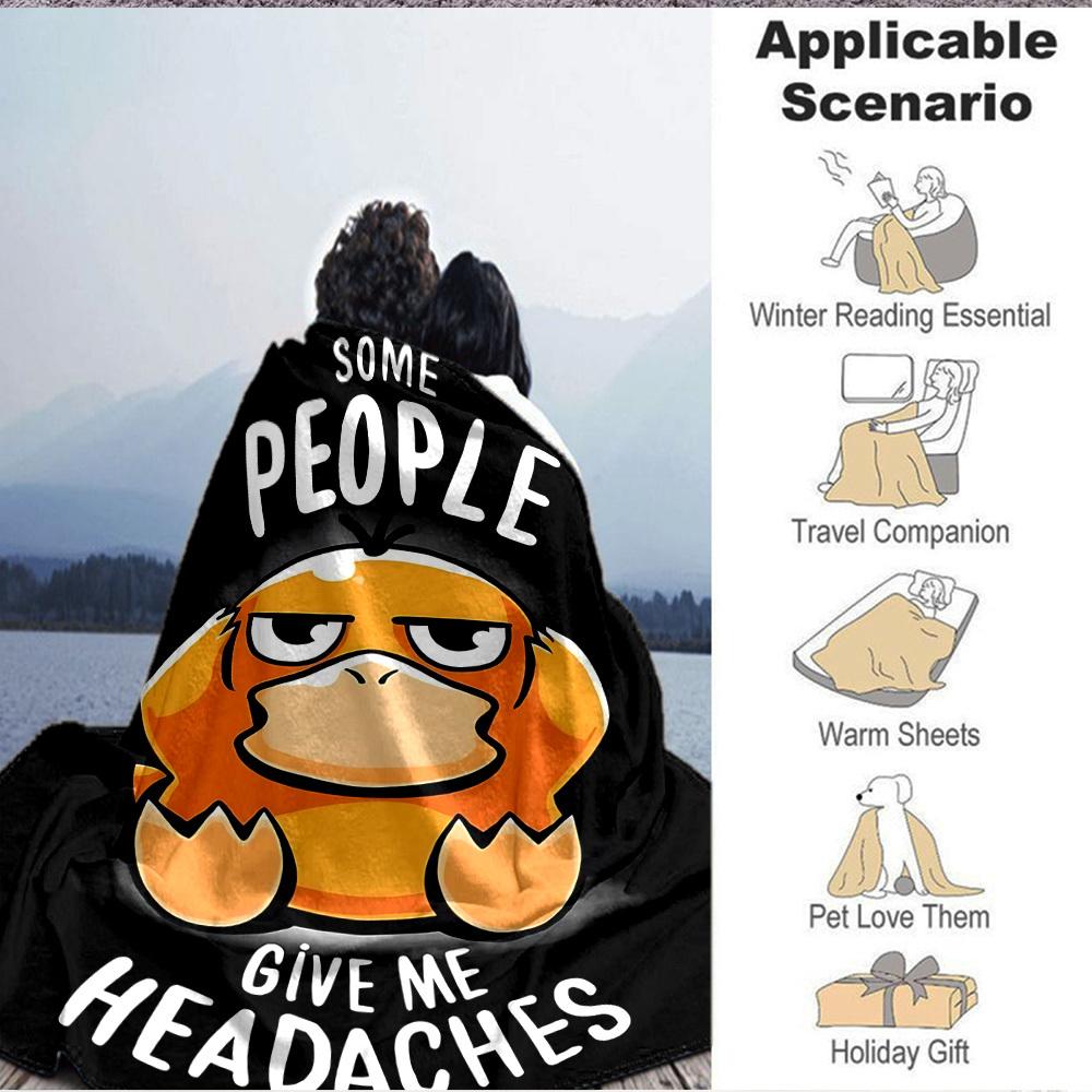 1pc Psyduck Blanket Lightweight Flannel Blanket Throw Blanket For Sofa, Bed, Travel, Camping, Livingroom, Office, Couch