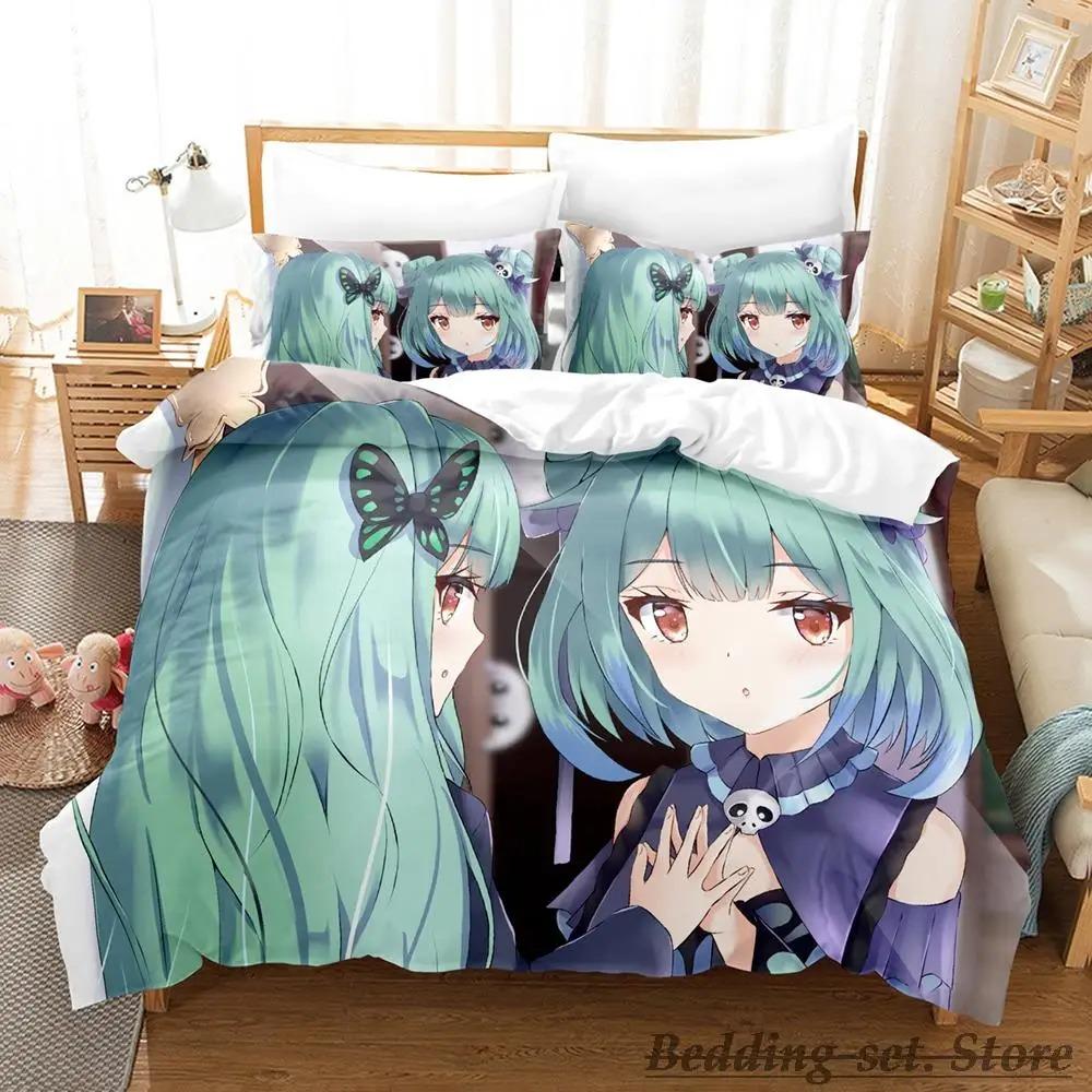 Vtuber Hololive Uruha Rushia Bedding Set Cartoon Anime Three-piece Set Adult Kid Bedroom Duvetcover Sets 3D Cute Bikini Girls