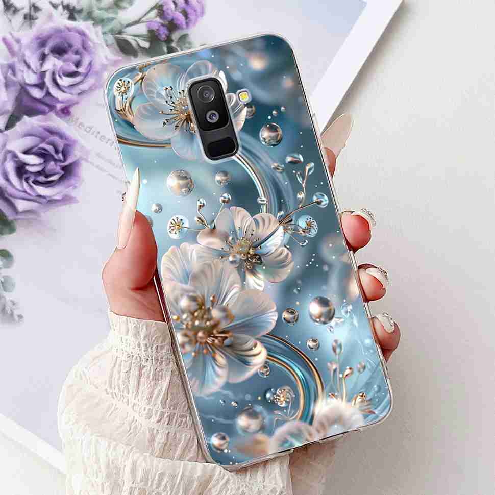 For Samsung Galaxy A6+ 2018 6.0" Case SM-A605FN Cartoon Cat Soft Silicone Cover For Samsung A6+ A6 Plus 2018 New Flower Bumper