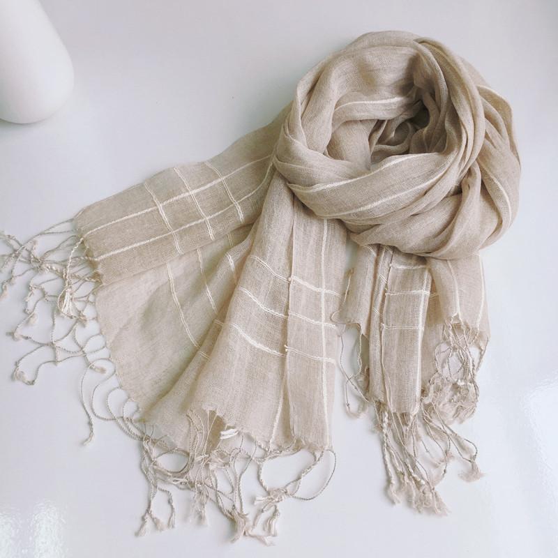 Pure Rain Dew Linen Primary Color Scarf Japanese And Korean Style Sunscreen Silk Scarf Thin Yarn Scarf