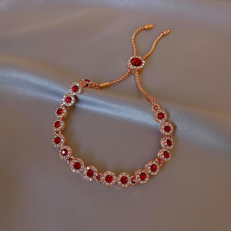 Best Sell Elegant Red Crystal Rose Gold Color Female Bracelet  For Women Valentine's Day Gifts