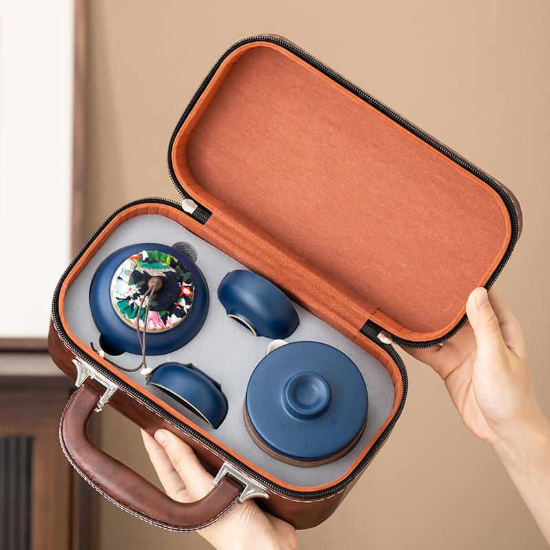 Travel Tea Set Outdoor Portable Camping Tea Drinking Equipment Ceramic Express Cup Office Kung Fu Teapot
