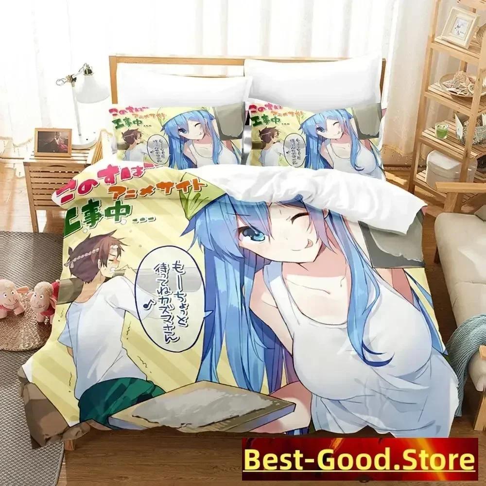 KonoSuba Bedding Set Duvet Cover Sheet Printed Bed Set Pillowcase Bed Full Queen King Size Comforter Bedroom