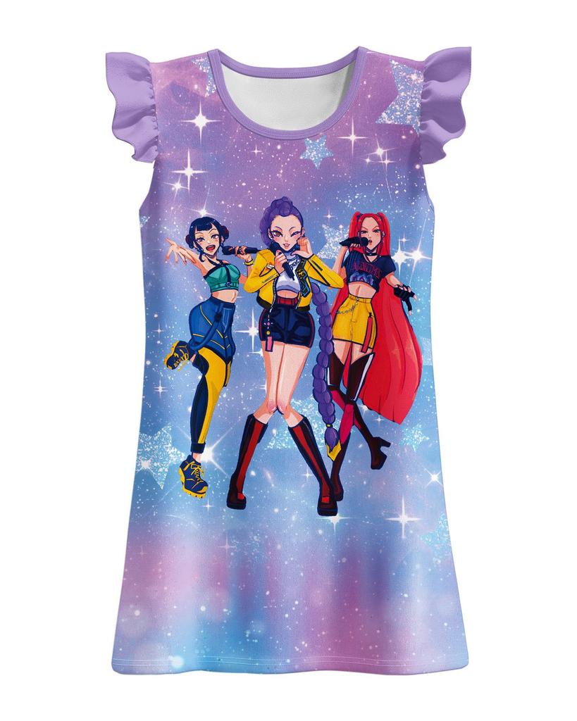 Girls Summer Dress Demon Hunter Pop Princess Kids Dress