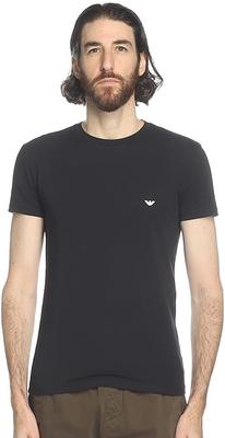 Emporio Armani One-Point Crew Neck Short Sleeve Undershirt [EA111035CC729] (S, Black) [Parallel Import]