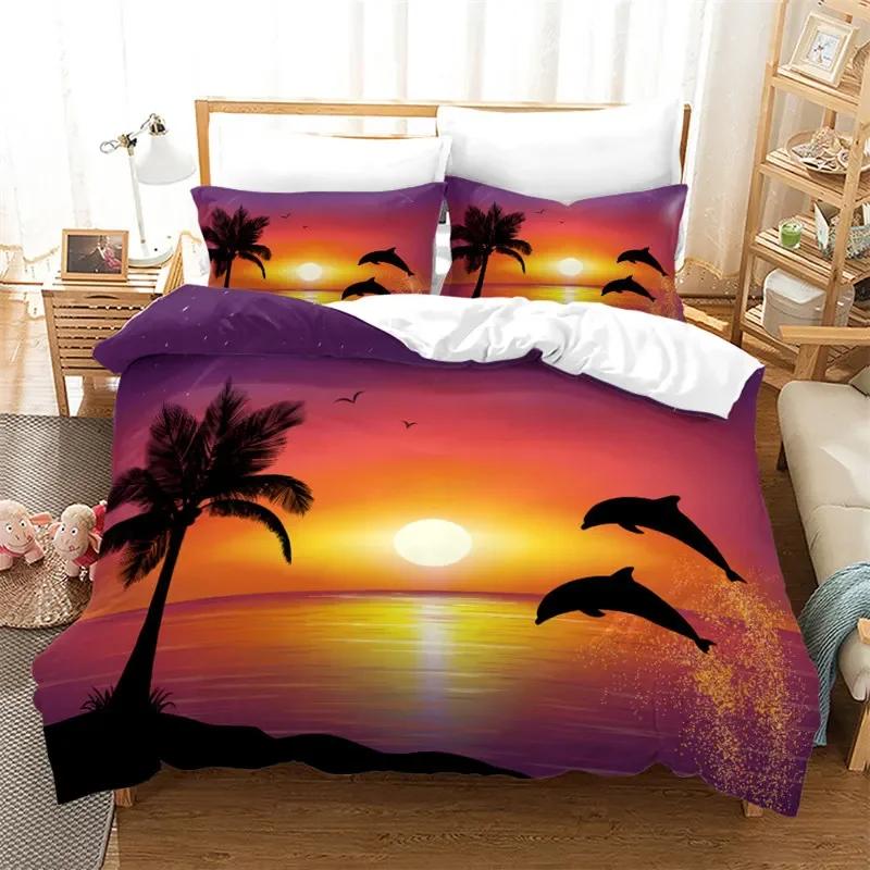 Comforter Dolphin Full Kids Ocean Animal Bedding Set Luxury Mediterranean Style Comforter For Adults Kids Bedroom Decor