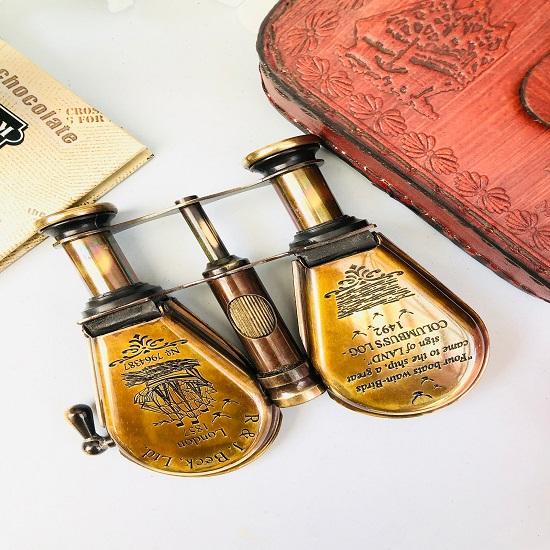 Vintage Portable Binocular Nautical Spyglass Glass Binocular for Hiking, Camping Columbus Binocular