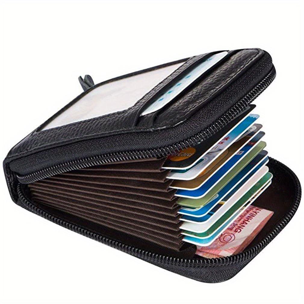 Men PU Casual Card Holder with Zipper - Lightweight, Minimalist Design for Daily Commute, Unlined Interior, Coin Purse Zippered Pouch