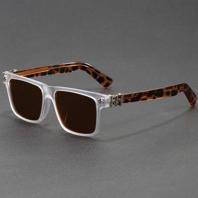 Vintage Punk Square Sunglasses Men Women Retro Frosted Clear Frame Tortoiseshell Temple UV400 Sun Glasses Shades