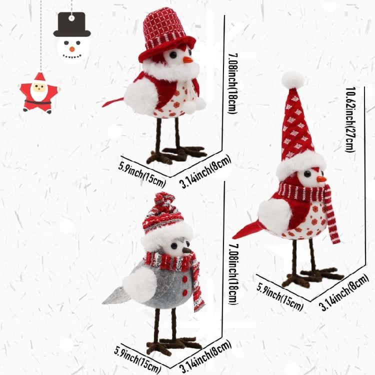 Warm Christmas Bird Decoration Plush Scarf Bird Statue Decorative Bird Figurine For Festival Holiday Setting Accessories