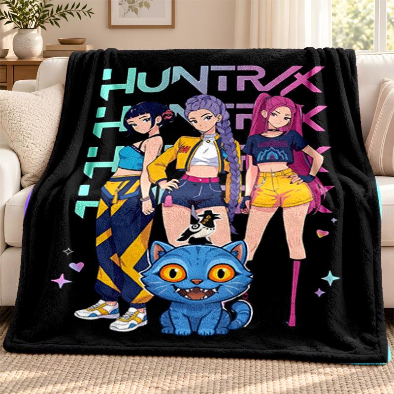 Kpop demon hunters blanket Flannel Blanket Soft Cozy Plush Throw for Sofa Bed Lightweight Home Decoration Outdoor camping