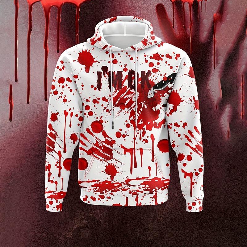 Vår- och höstmode Herrhoodie Blodig 3D-tryck Sweatshirt Hoodie Street Casual Pojk-sweatshirt Hip Hop Herr Oversized Topp Kläder