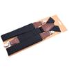 Men Elastic Y-Back Suspenders Stripe Dots Pattern 3 Clips Heavy Duty Trouser Braces