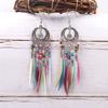 Bohemian Feather Earrings 2024 Ethnic Vintage Rainbow Colorful Beads Feather Tassle Earrings For Women Hawaiian Jewelry