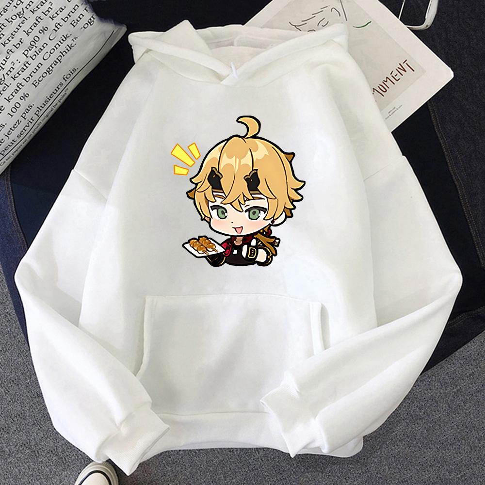 Genshin Impact Women Fashion Couple Hoodies Sweatshirt Thoma Print Tracksuit Sweatshirt 2023 Winter Japanese Casual Loose Jumper