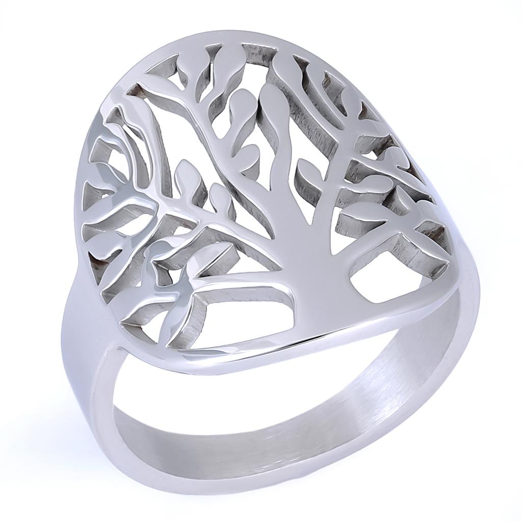 Mens Vintage Hip Hop Style Tree of Life Botanical Element Stainless Steel Ring