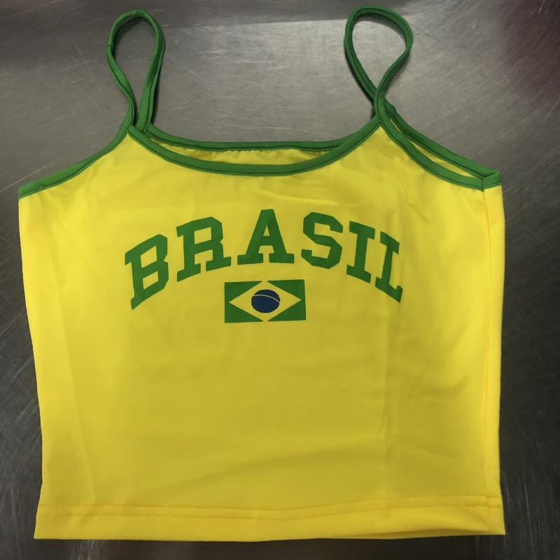 

Сексуальный маленький женский топ на подтяжках в европейском и американском стиле с принтом букв, уличный повседневный спортивный стиль M жёлтый