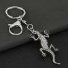 Keychain Pendant Sparkling Rhinestones Gecko Shape Zinc Alloy Key Holder with Electroplated Lobster Clasp Backpack Accessory