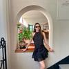 Design Vacation Style Summer Sexy Short Skirt Strap Waist Style Casual Round Neck Ruffle Edge Gentle Wind