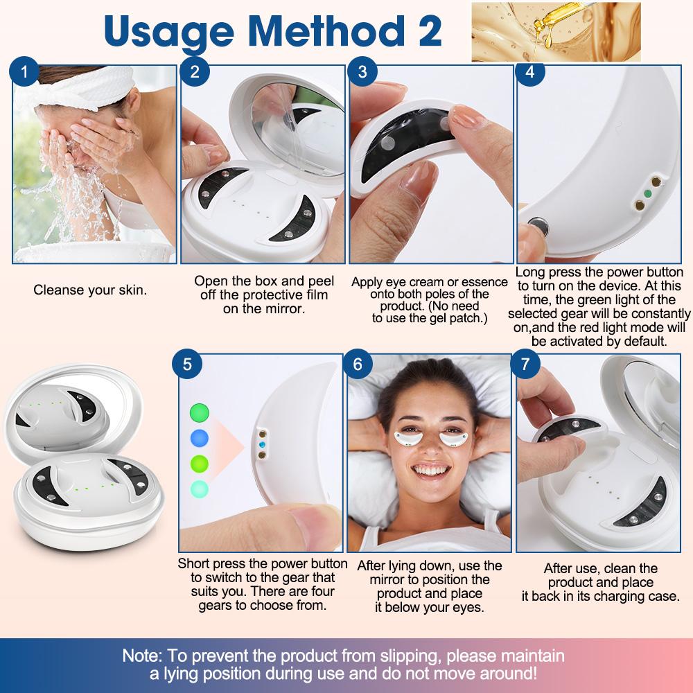 660nm Red Light Eye Massager with EMS Anti-Aging Eye Care Device Reduce Bags & Dark Circles Portable Eye Rejuvenation Pads