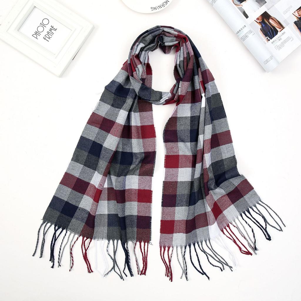 Men'S Winter Plaid Scarf Warm Women Cashmere Shawls Scarves Casual Tassel Scarfs Man Business Scarf Pashmina