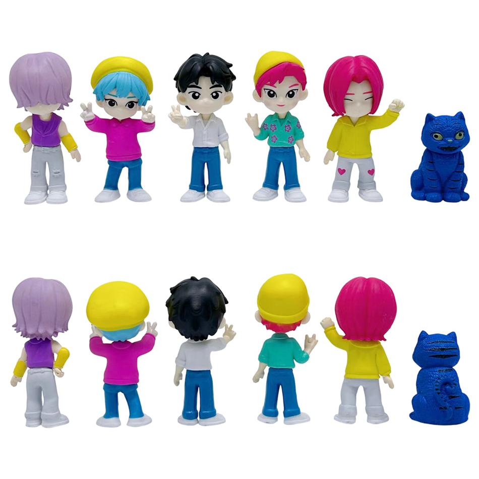 6Pcs Anime K-pop Demon Hunters Box Tiger Rumi Mira Zoey Figure Action Figurine Kits PVC Model Toys Matching cards Wholesale Gift