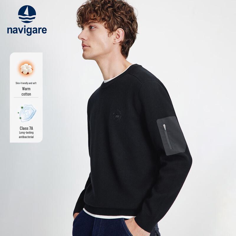 Navigare Men's 2025 New Collection Cotton Round Neck Knit Sweater