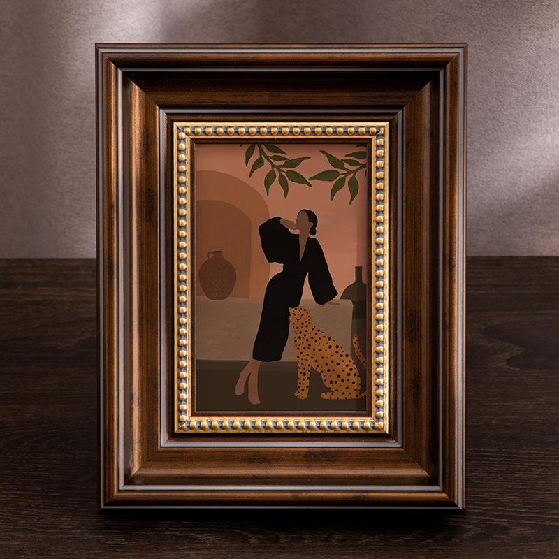 Resin Picture Frame Vintage Antique Photo Frame Retro Green Gold Picture Frames Home Decor for Wall Hanging or Tabletop Display