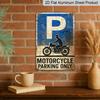 2D Flat, 1pc 7.87x11.81inch Aluminium Sign - "Motorcycle Parking Only" Vintage Distressed Metal Plaque - Wall Decor Reflecting Vintage Style, Ideal