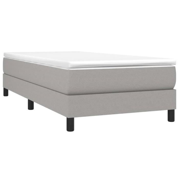 3144045 vidaXL Lit à sommier tapissier avec matelas Gris clair 90x200 cm Tissu