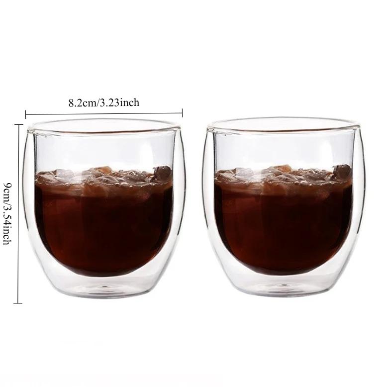 80ml/225ml/320ml Double Wall Glass Cup Latte Coffee Cup Household Cocktail Glass Juice Mug Heat-resisting Water Bottle Glassware