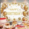 Gold Birthday Party Decoration Gold Happy Birthday Backdrop Gold Photo Background Banner Poster for Gold Party Decorations Party Supplies 70.8 X 47.2