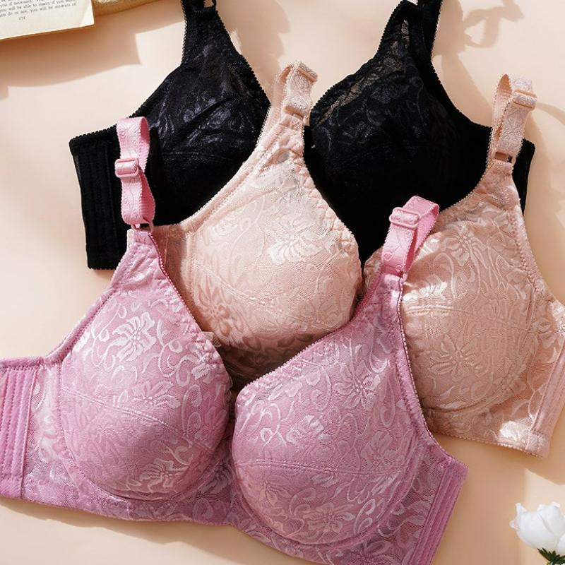 Reggiseno push up in pizzo di grandi dimensioni da donna, forte sostegno, biancheria intima con ferretto, canotta morbida per la pelle