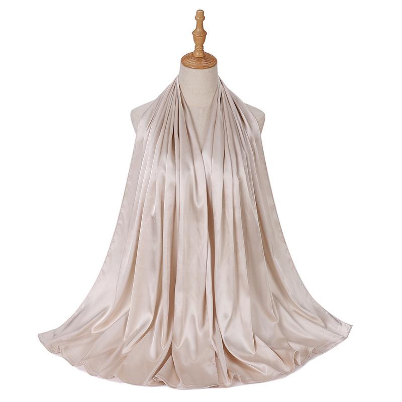 Luxury Satin Hijab Femme Solid Women Imitation Silk Beach Wrap Silk Scarf Shawls Bandana Muffler Scarves Bufandas Mujer Stoles