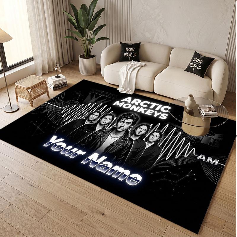 Custom Name Crystal Velvet Rug,Arctic Monkeys Comfortable Anti Slip Floor Mat For Room Decoration