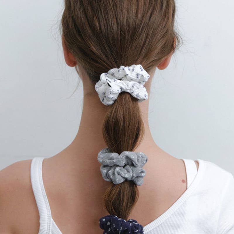 

KINDABABY [3 шт.] мини-скранч с люверсами и цветами navy + white + gray