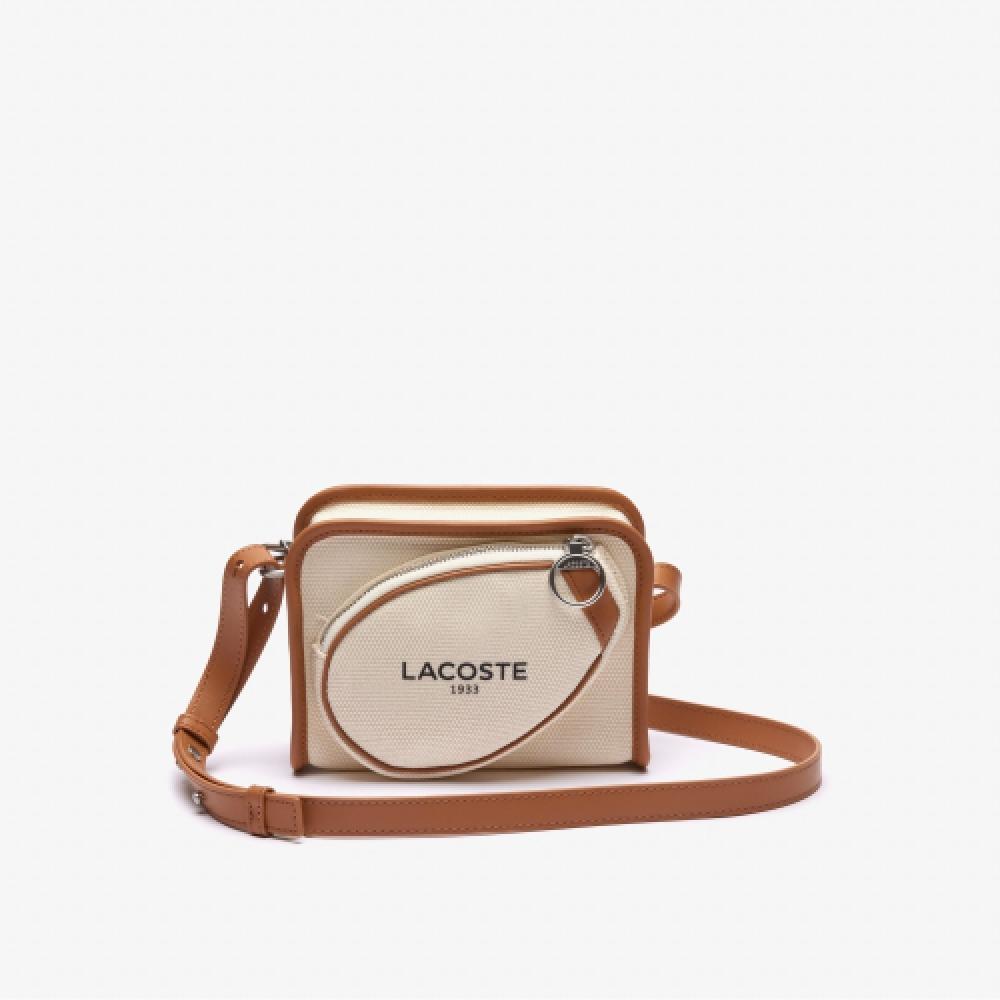 

LACOSTE Common Heritage Холщовая сумка через плечо с карманом на молнии [Натуральный загар]