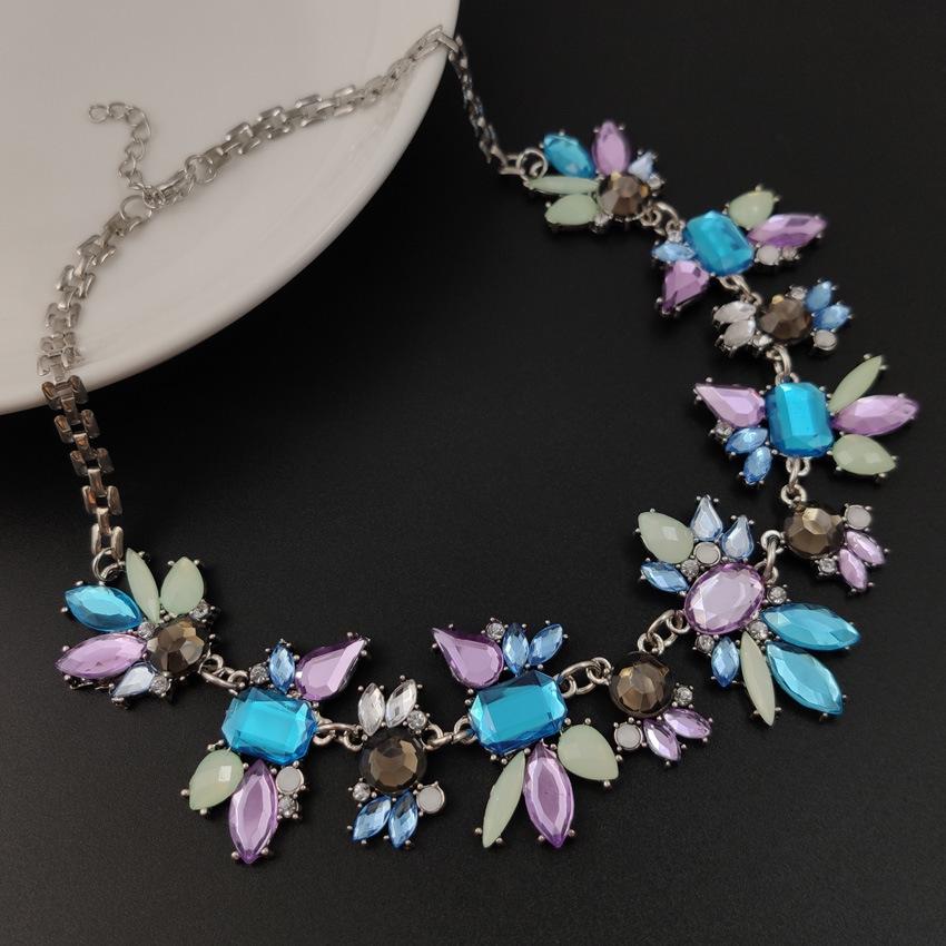 Suibian 2019 Purple Butterfly Gemstone Faux Collar Necklace