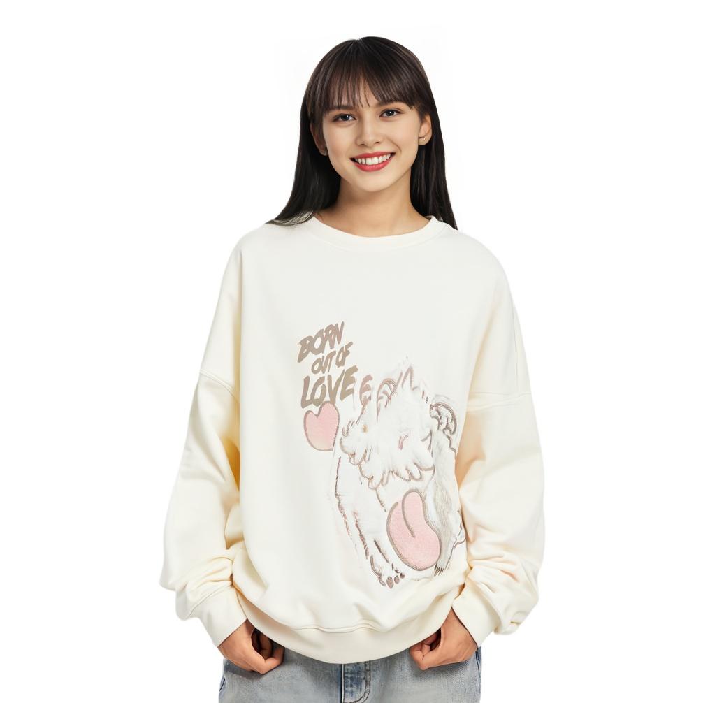 LI-NING AWDTE88-1 Unisex Badfive Loose Fit Long Sleeve Pullover Sweatshirt