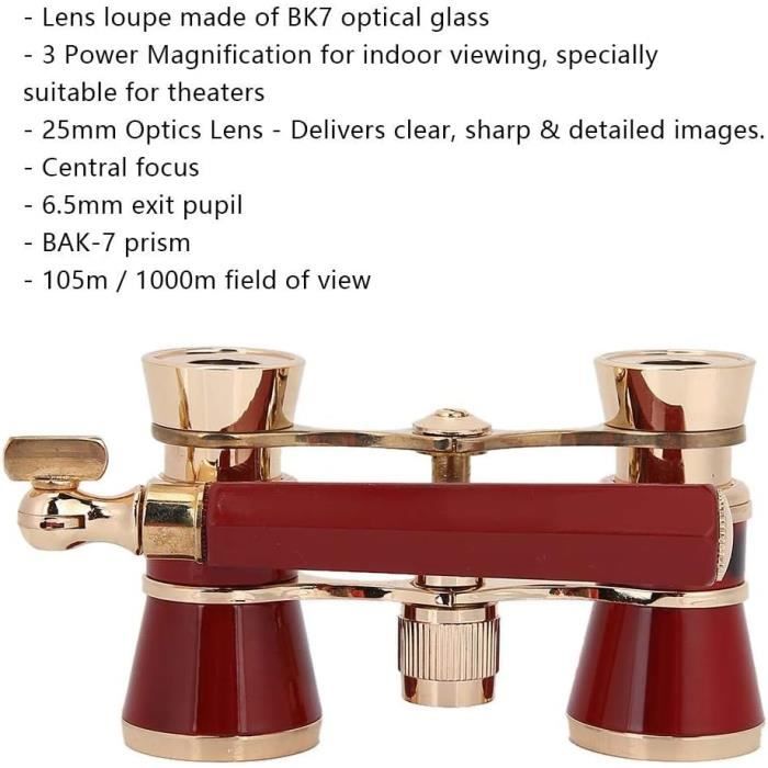 Jumelles de théâtre - GENERIC - 3X25 - Verre optique BK7 - Portable - Rouge