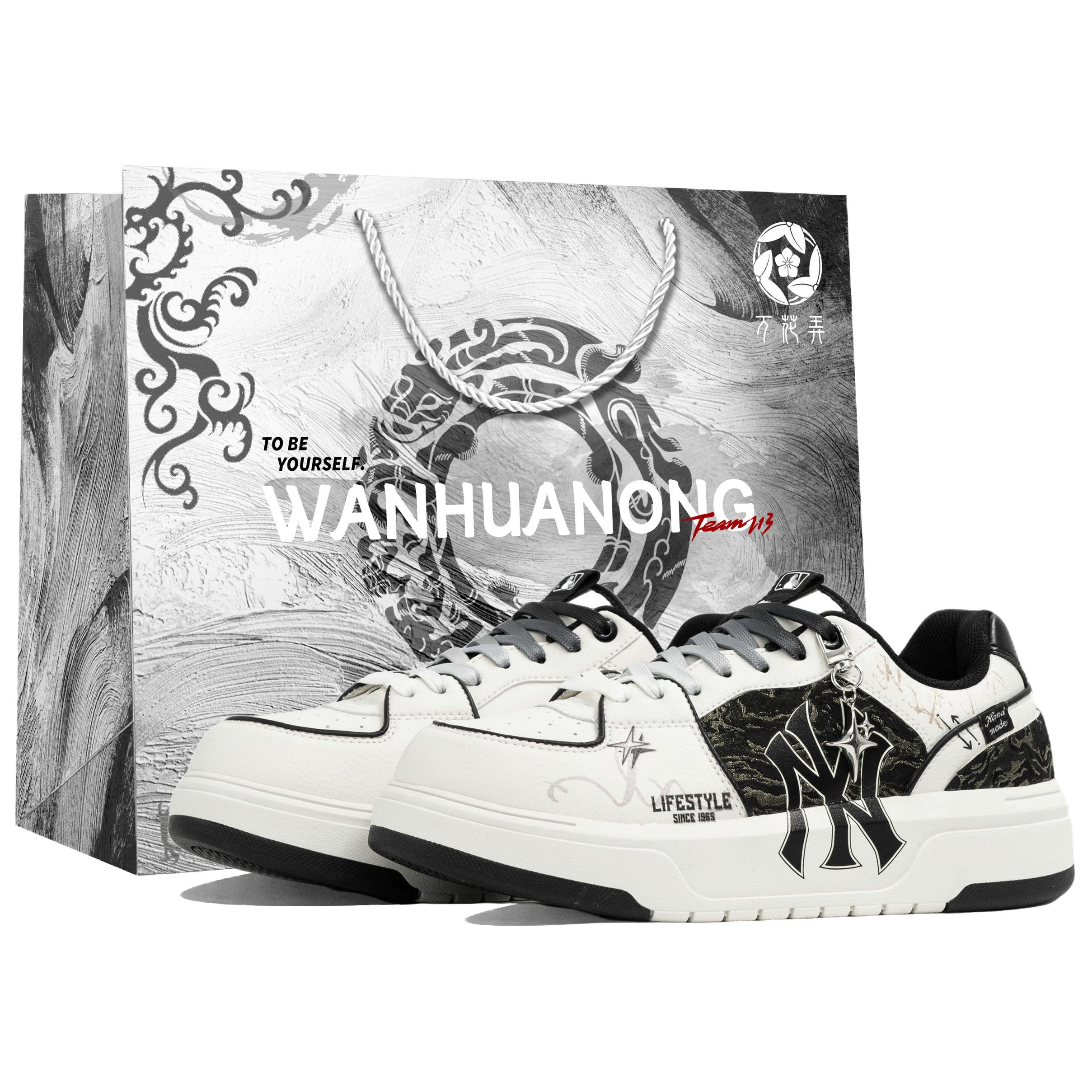 

MLB Chunky Liner Kaleidoscope, Tianji, Shopping Bag Abrasion Resistant Low top Skateboard Shoes Men s Black White 3ASXCA12N-50WHS(Team113-BOX) 42.5