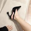 Black patent leather pointed single shoes high heels women's sexy temperament outer wear bag head sandals women's spring 2025 new models