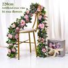 Artificial Rose Vine 16 Head Flowers Length 220cm False Green Plant Flower Vine Family Wedding Party Arch Decoration Flower Vine