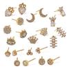 Stainless Steel Sequin Moon Crown Earrings for Women - Luxurious & Stylish Ear Studs