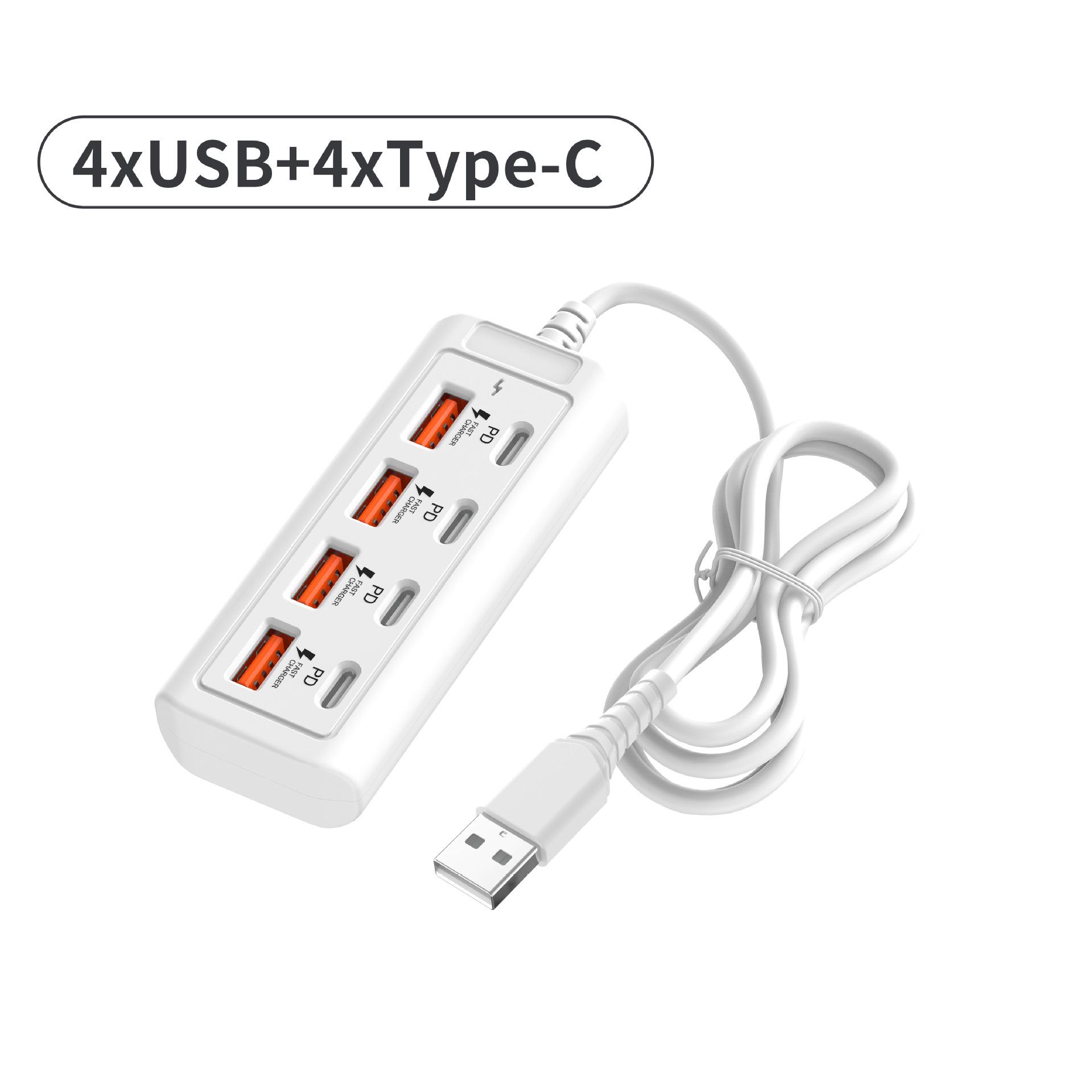 Multi-Port 6-USB/6-Type-C Extension Cable Hub for Docking, Charging, and Data Transfer