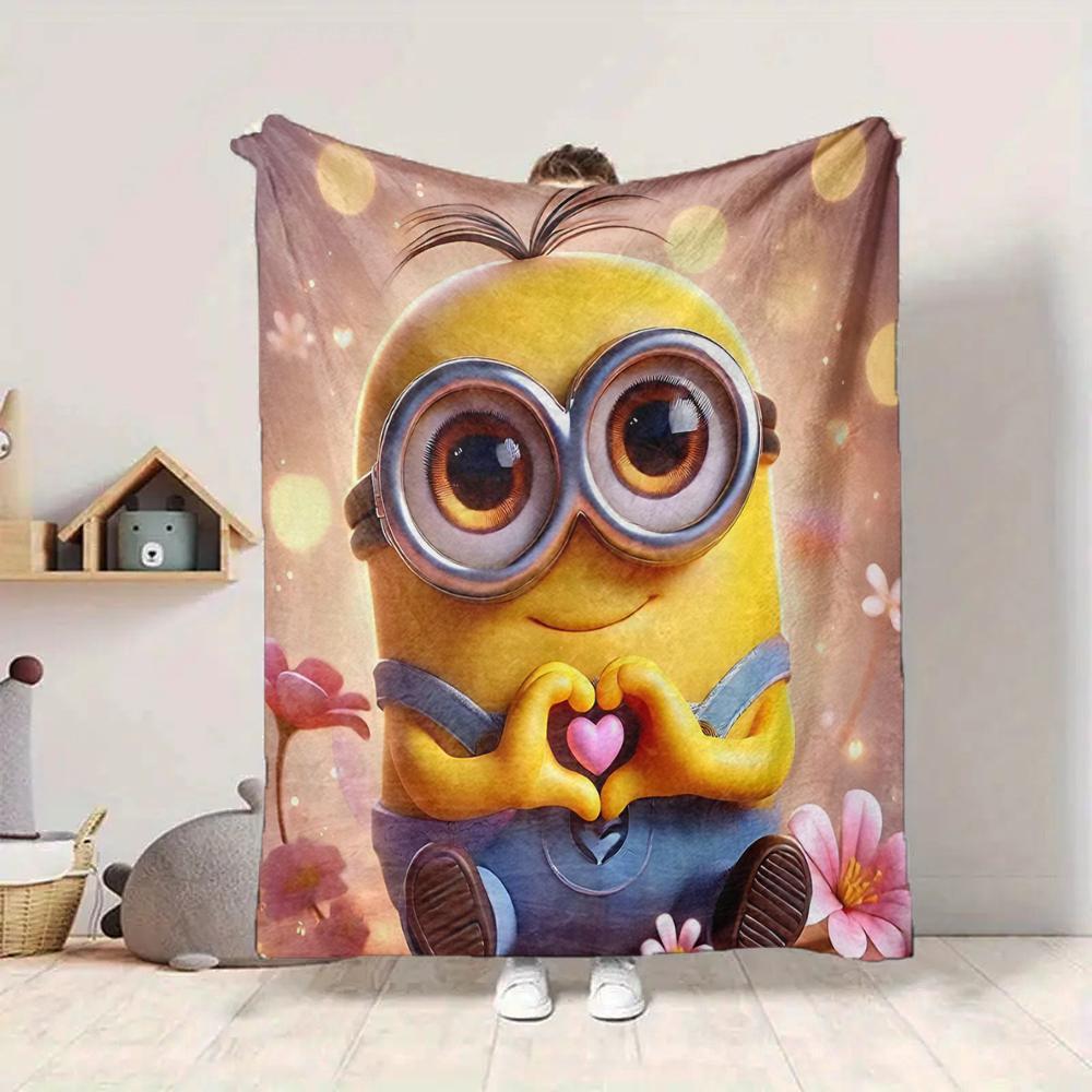 1Pc Christmas Minions Celebration Blanket Soft And Comfortable Casual Warm Camping Travel Christmas Halloween Gift M91755
