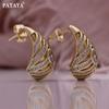 PATAYA Peacock's Tail Style Hollowing Process Microwax Inlay White Artificial Zircon Earrings